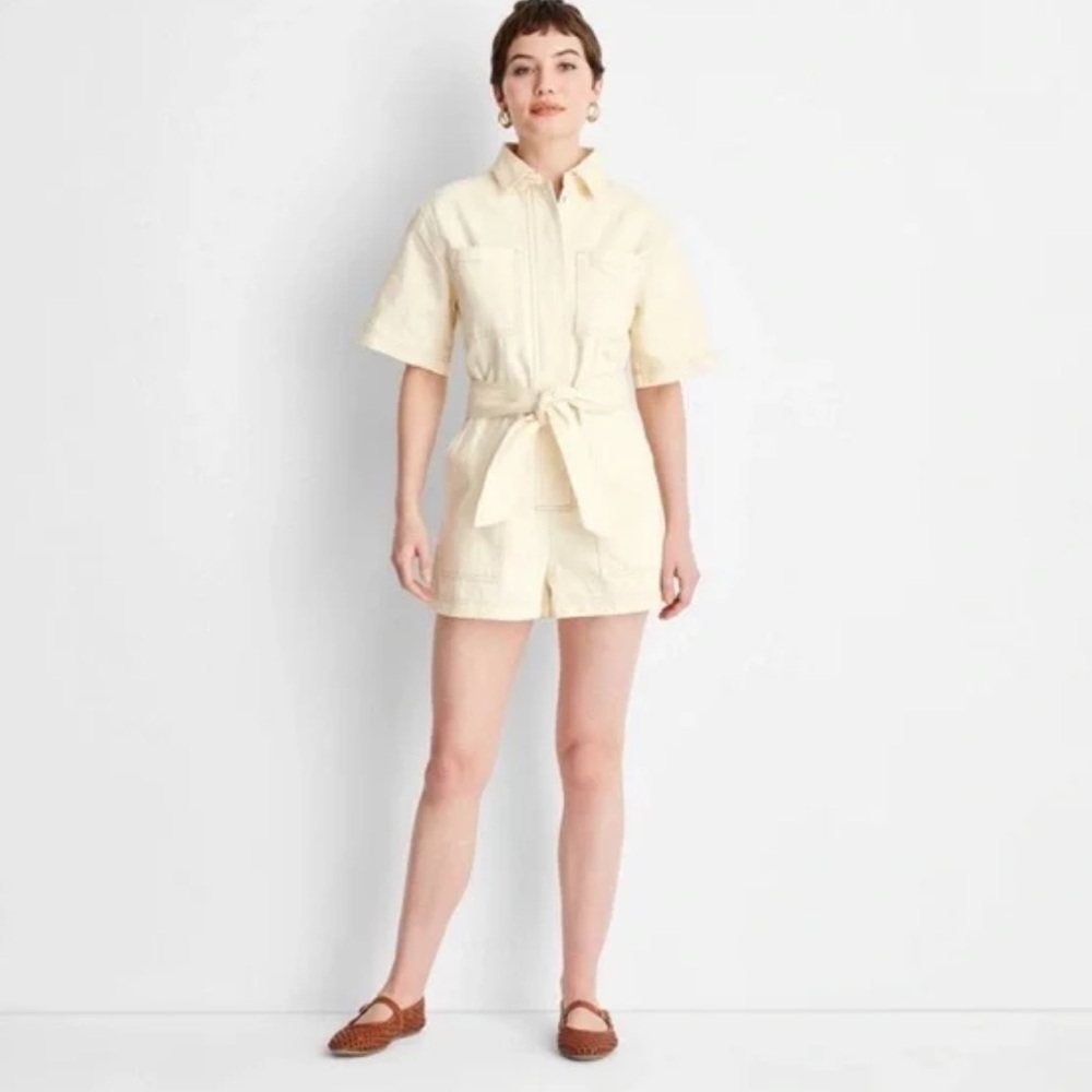 Future Collective Women's Short Sleeve Utility Romper new
